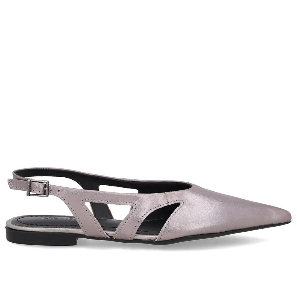 Slingback Aço Couro Bico Fino Recortes — imagem 1