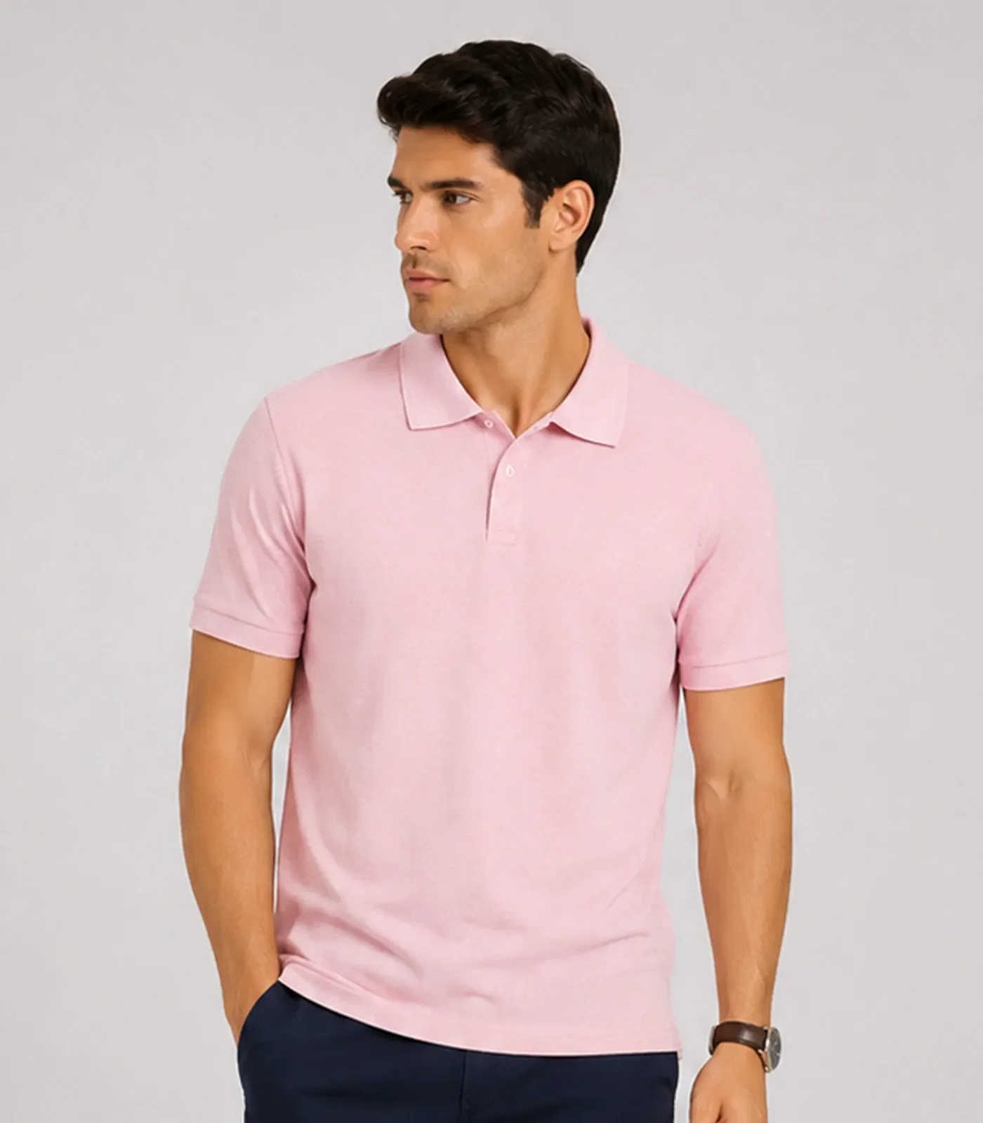 Camisa Polo Masculina Manga Curta Select Rosa — imagem 1