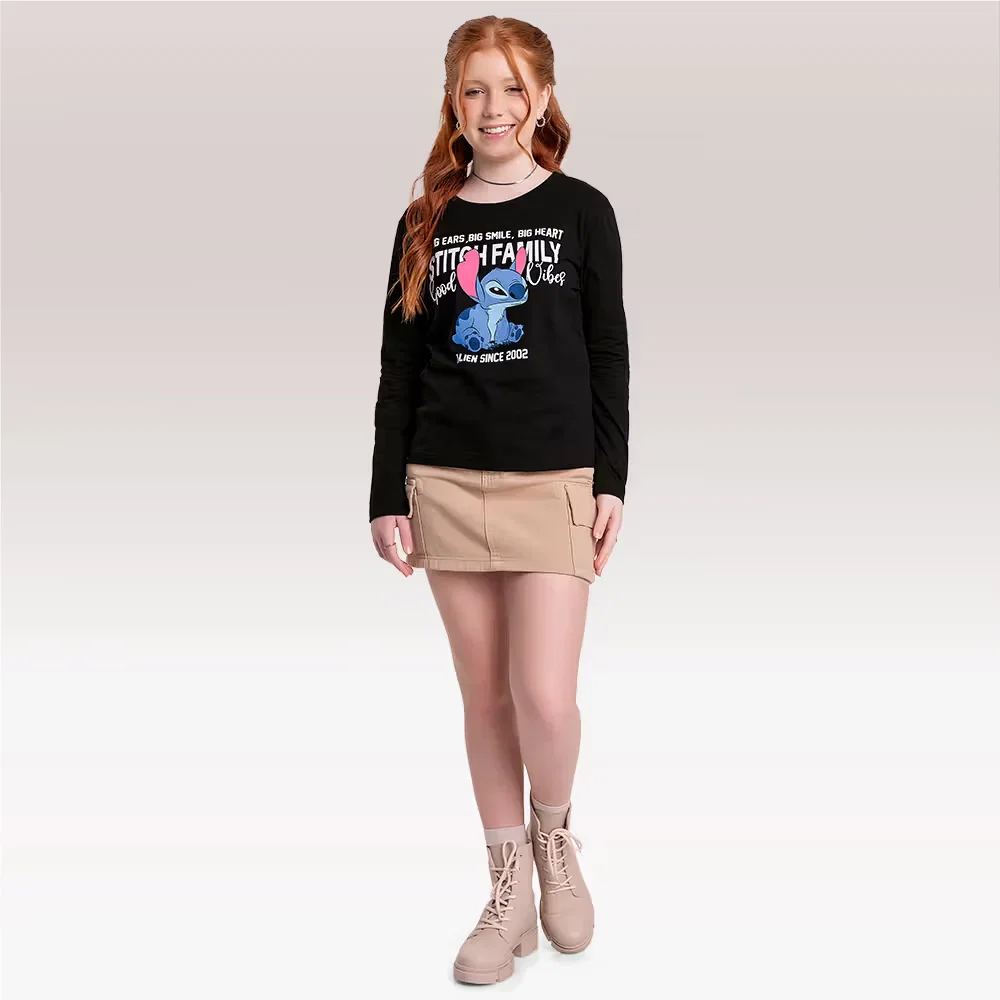 Blusa manga longa Lilo & Stitch