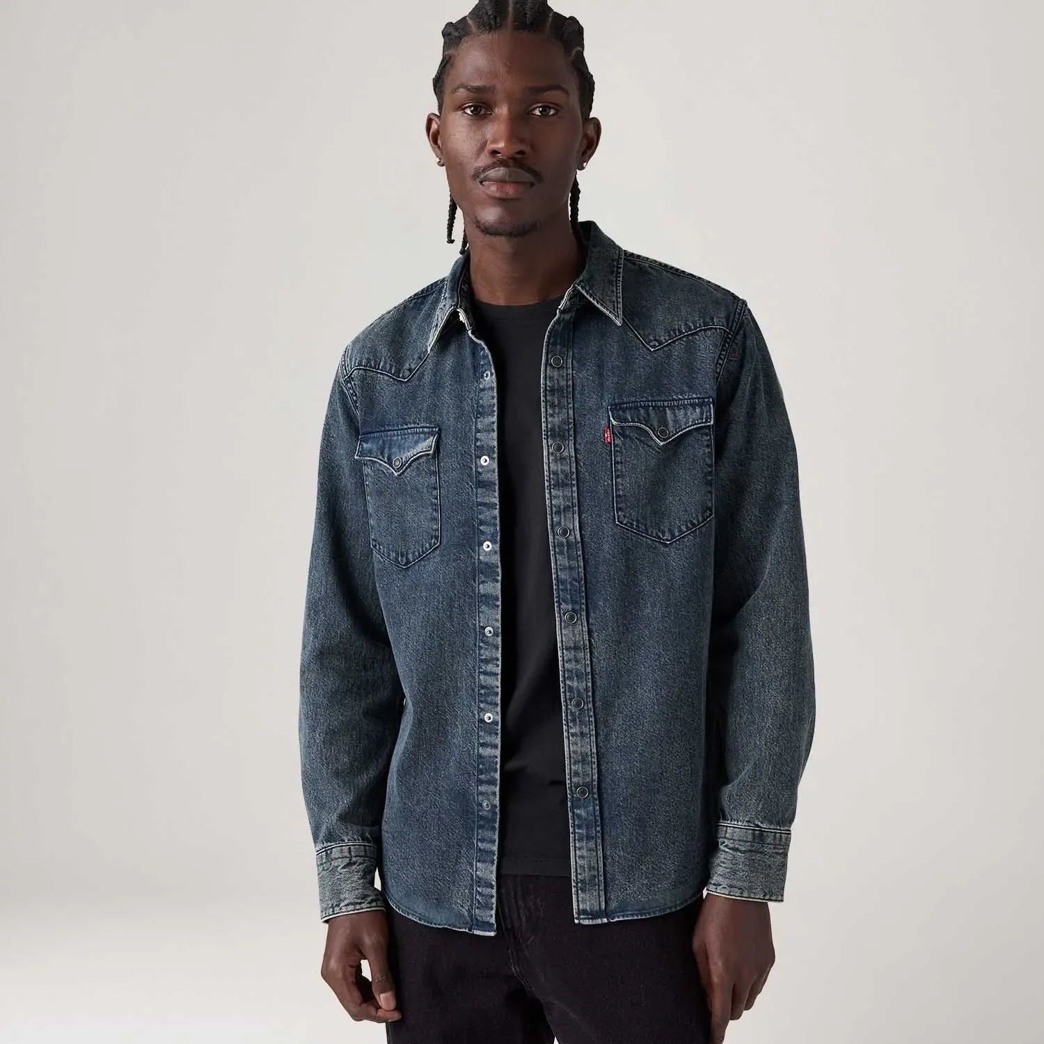 Camisa Jeans Levi's® Barstow Western Standard Lavagem Escura Manga Longa