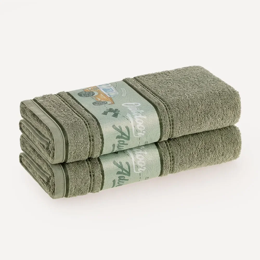 Kit 2 Toalhas de Banho Infantis Forest Eucalipto