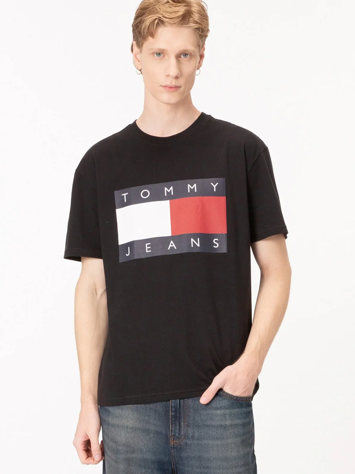Camiseta de Gola Redonda com Emblema da Bandeira — imagem 1