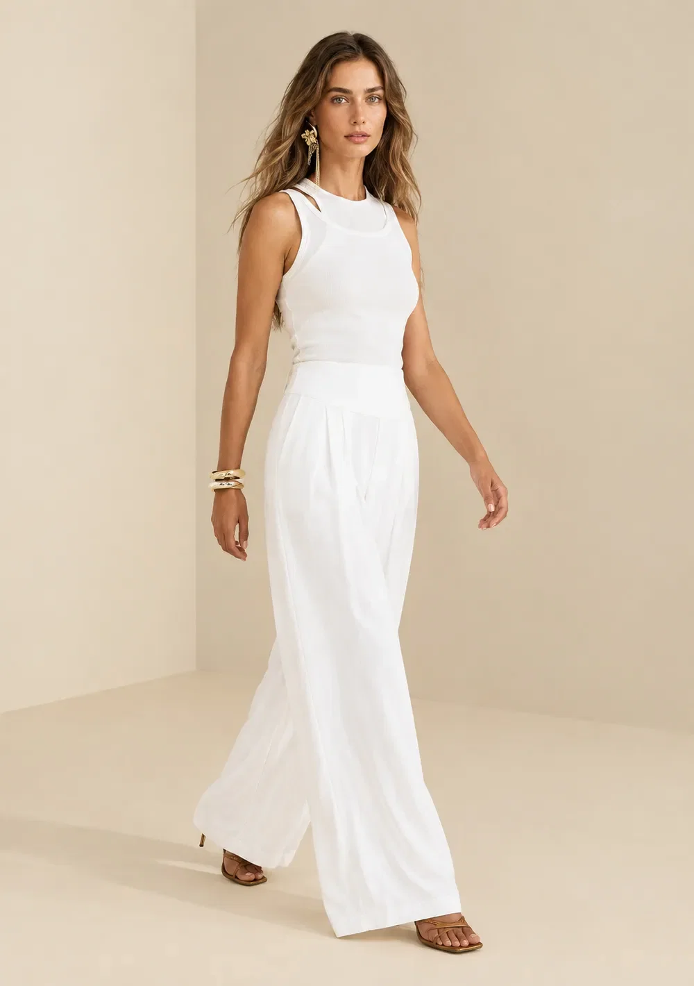 Calça Wide Leg Lírio Off White — imagem 1
