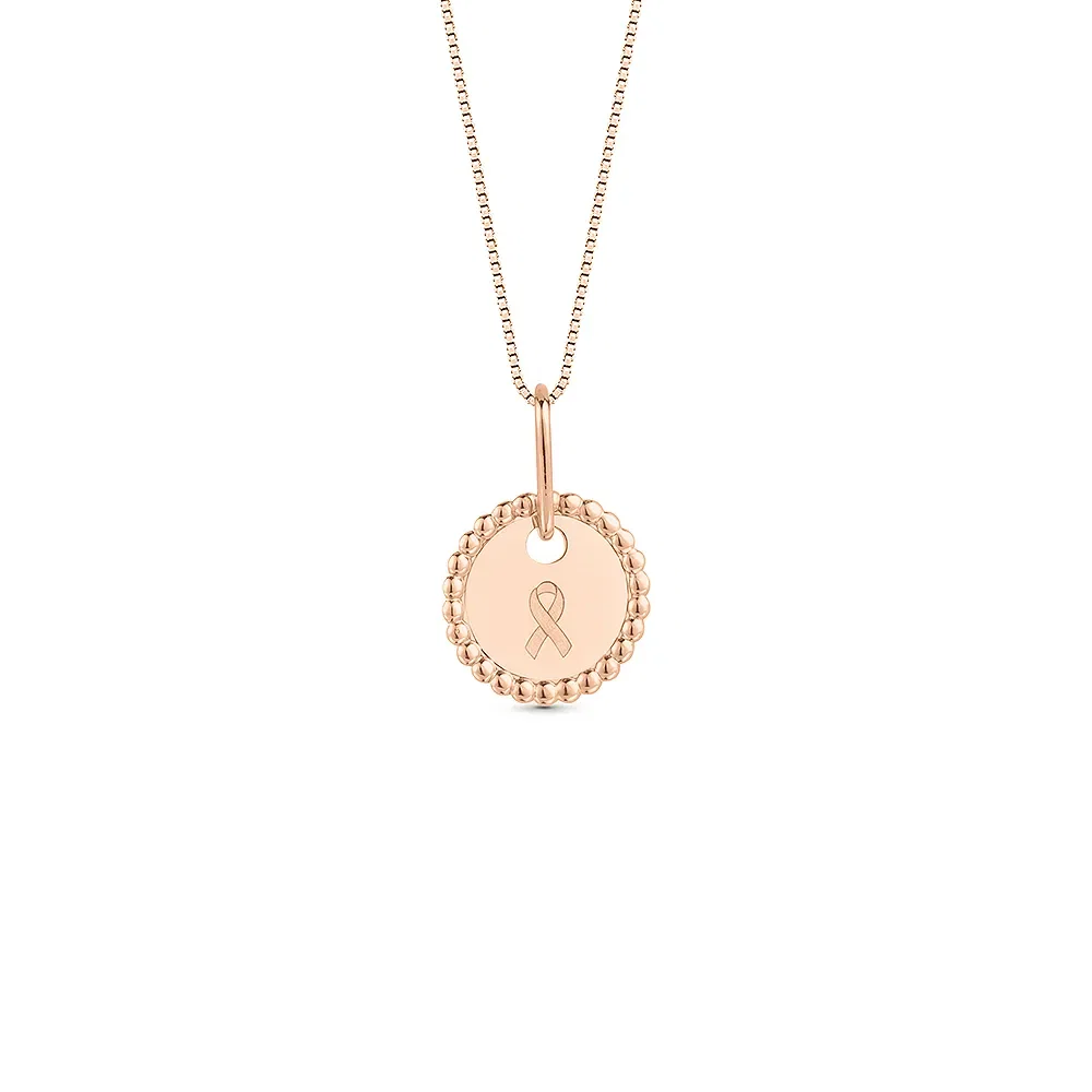 Pingente Personalizado Outubro Rosa em Ouro Rosé 18k, 14mm — imagem 1