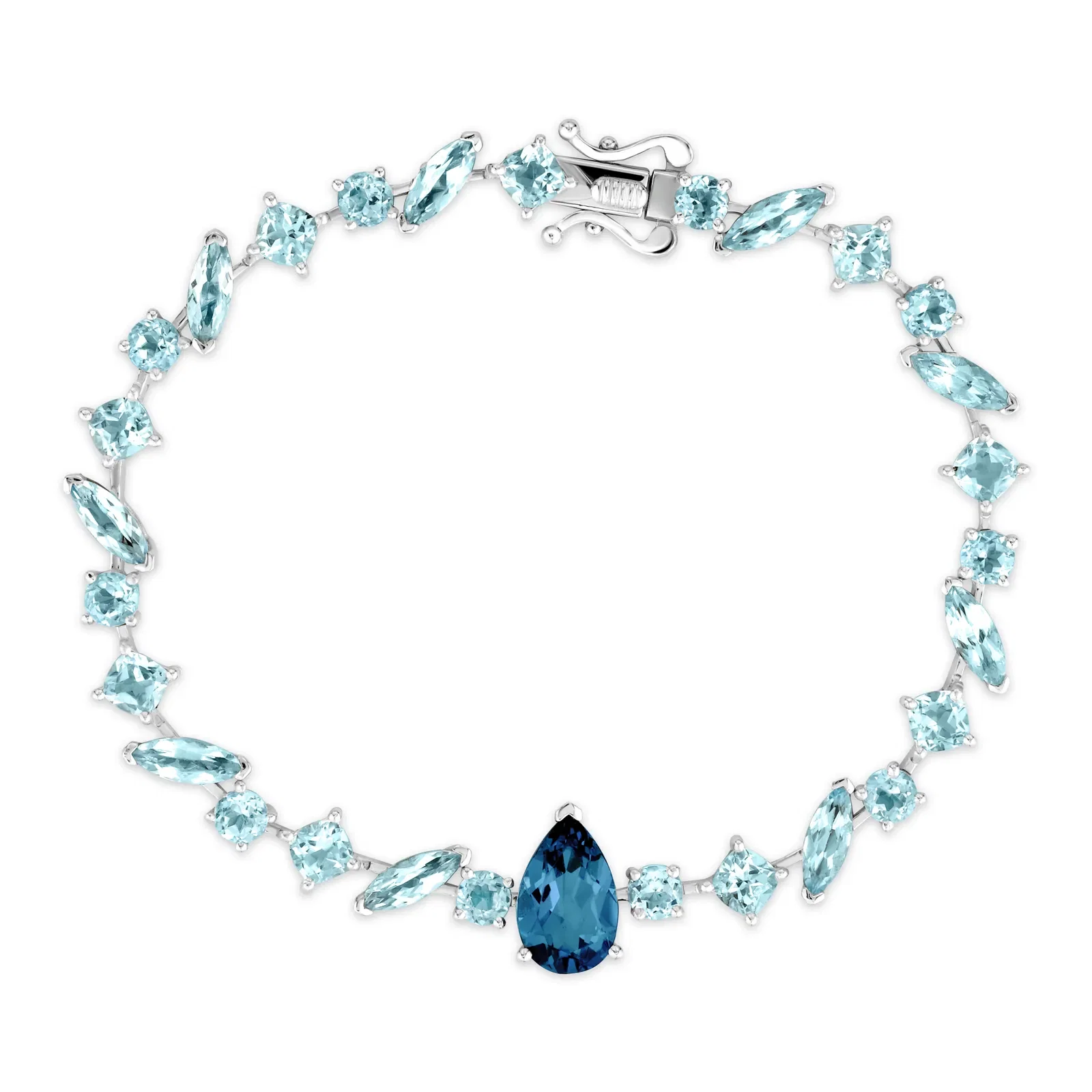 Pulseira Imperiale em Ouro Branco 18k com Topázio London e Sky, 18cm — imagem 1