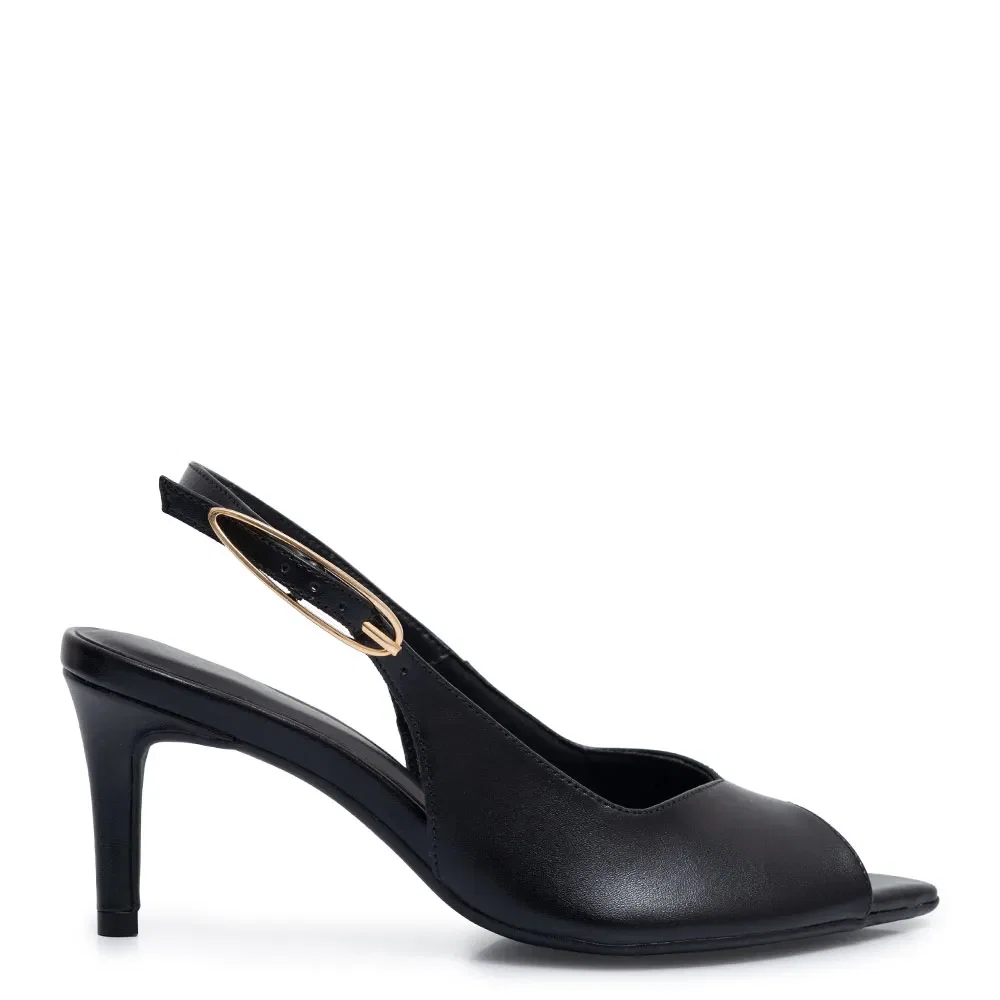 Sandália Preta Peep Toe