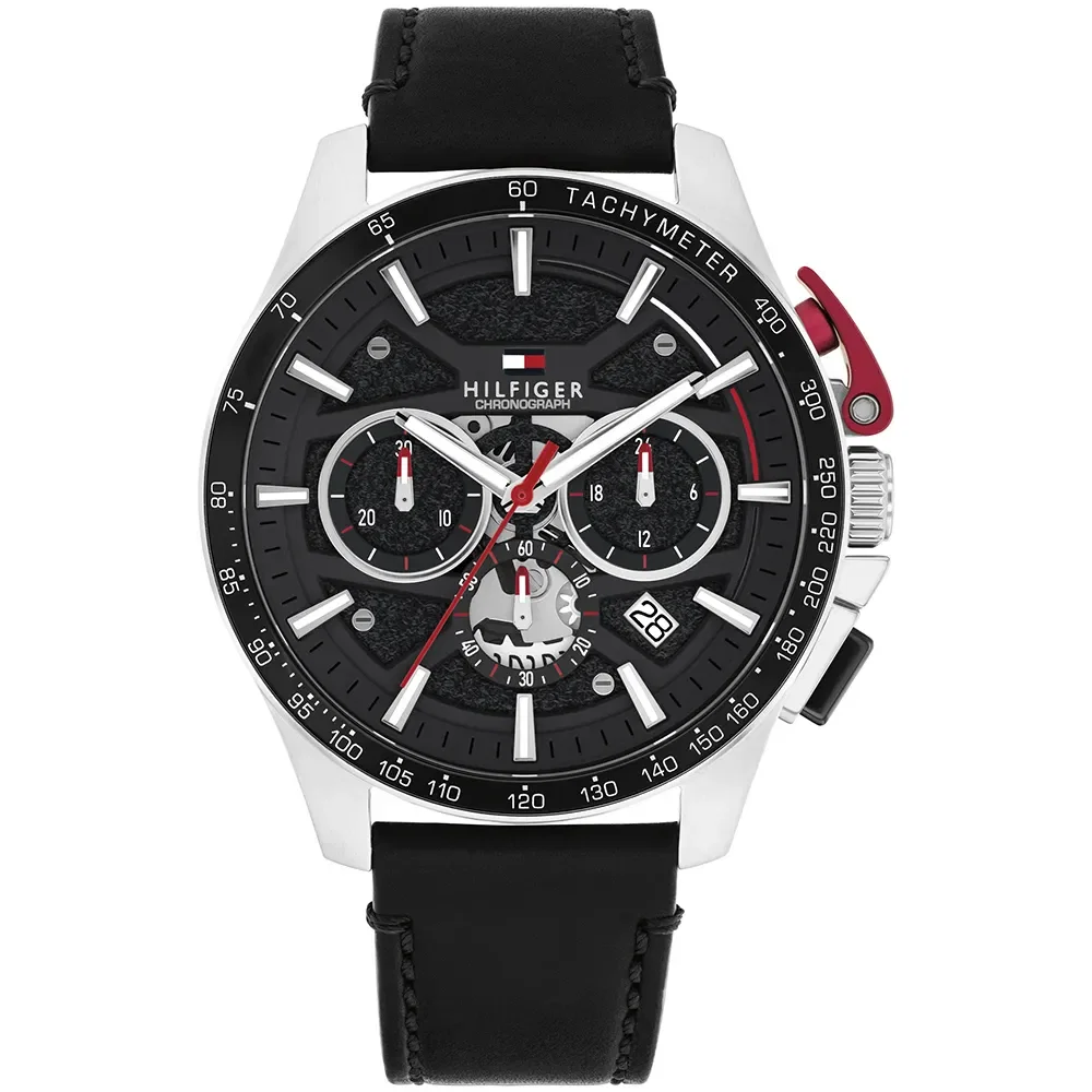 Relógio Tommy Hilfiger Bank Masculino em Couro Preto 1792258