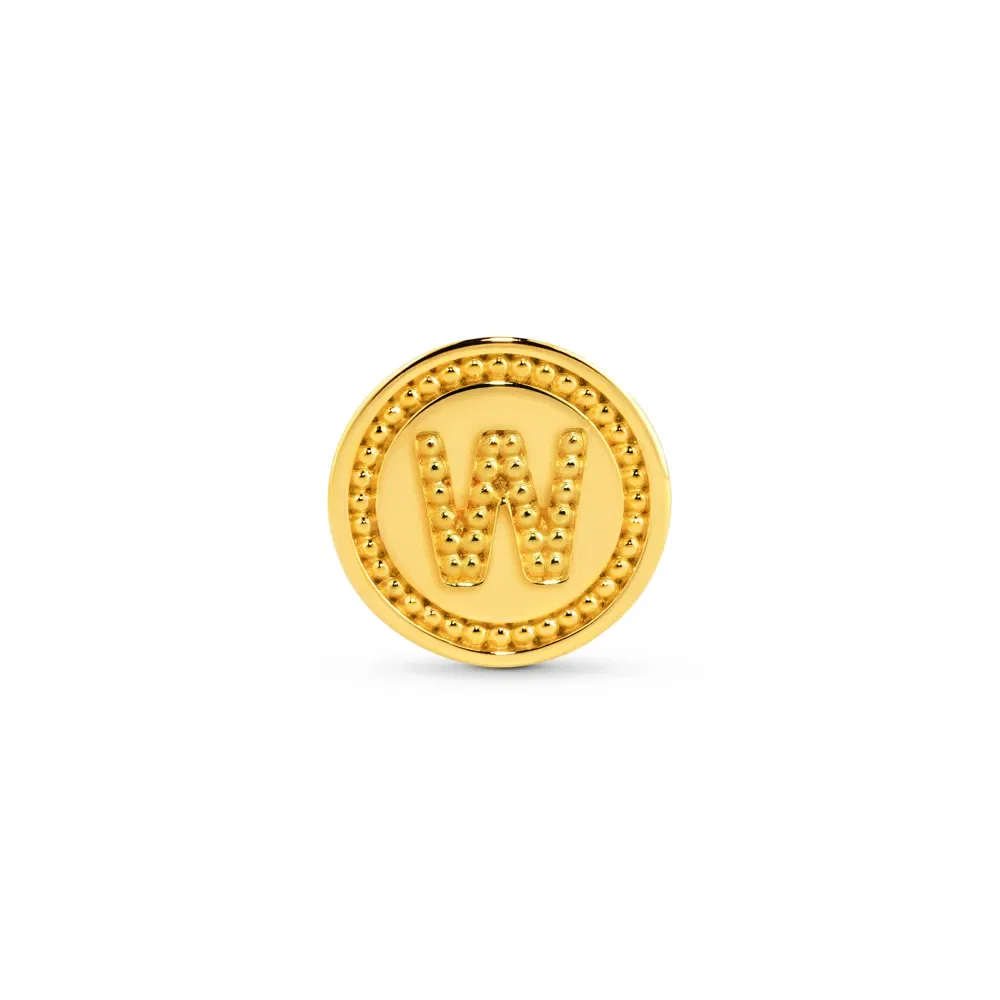 Pingente Life Letra W em Prata 925 com Banho de Ouro Amarelo 18k — imagem 1