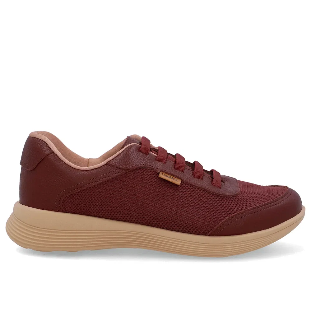 Tênis Couro Vermelho Lateral Tecido — imagem 1