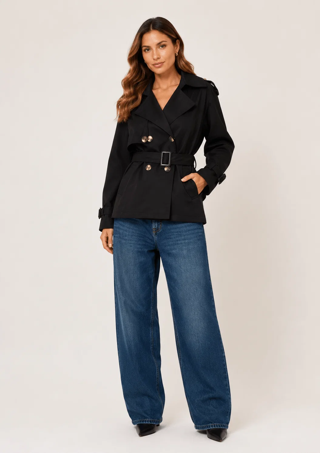 Trench Coat Com Cinto - Preto