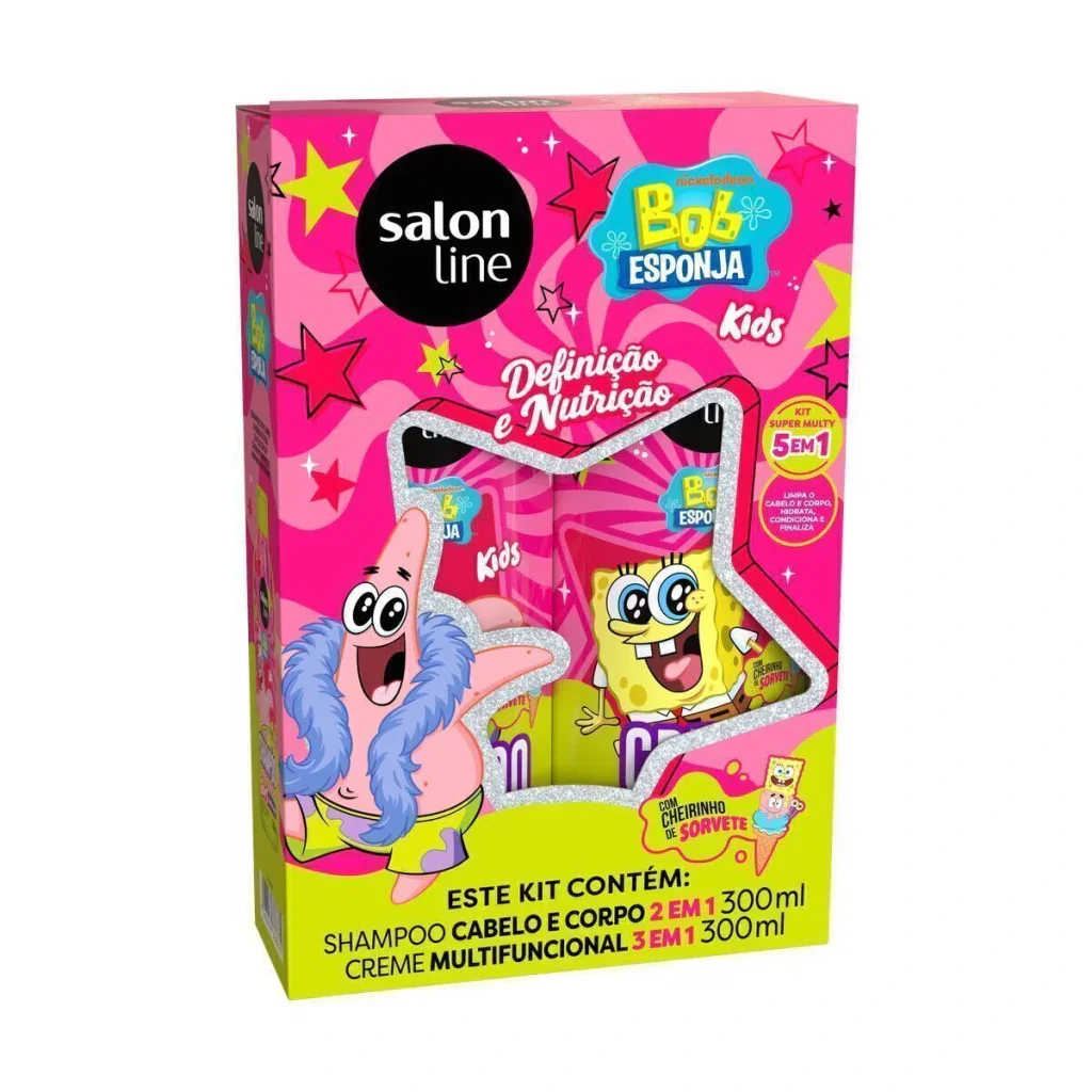Kit Salon Line Kids Bob Esponja Patrick Shampoo 300ml + Creme Multifuncional 300ml