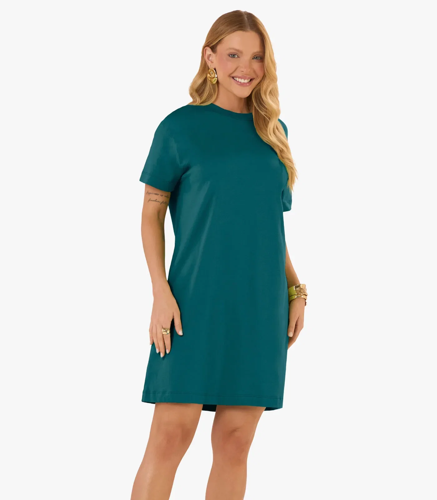 Vestido Básico T-Shirt Feminino Rovitex Verde