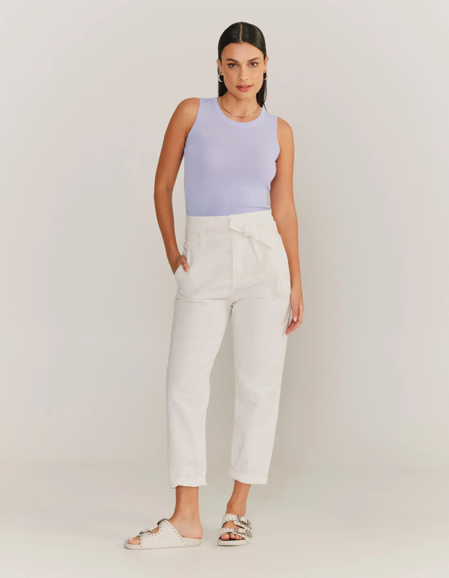 Calça Sarja Clochard - Off White