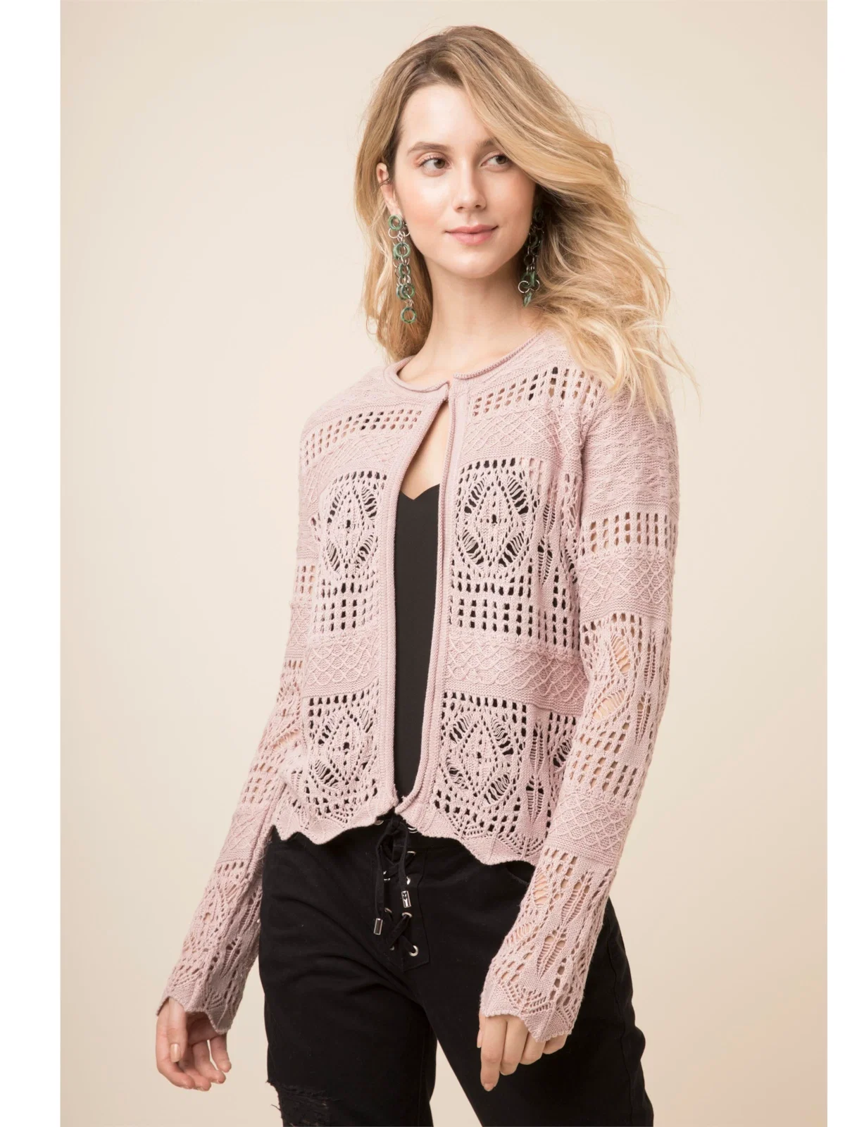 Casaco Jacquard Rendado Nude
