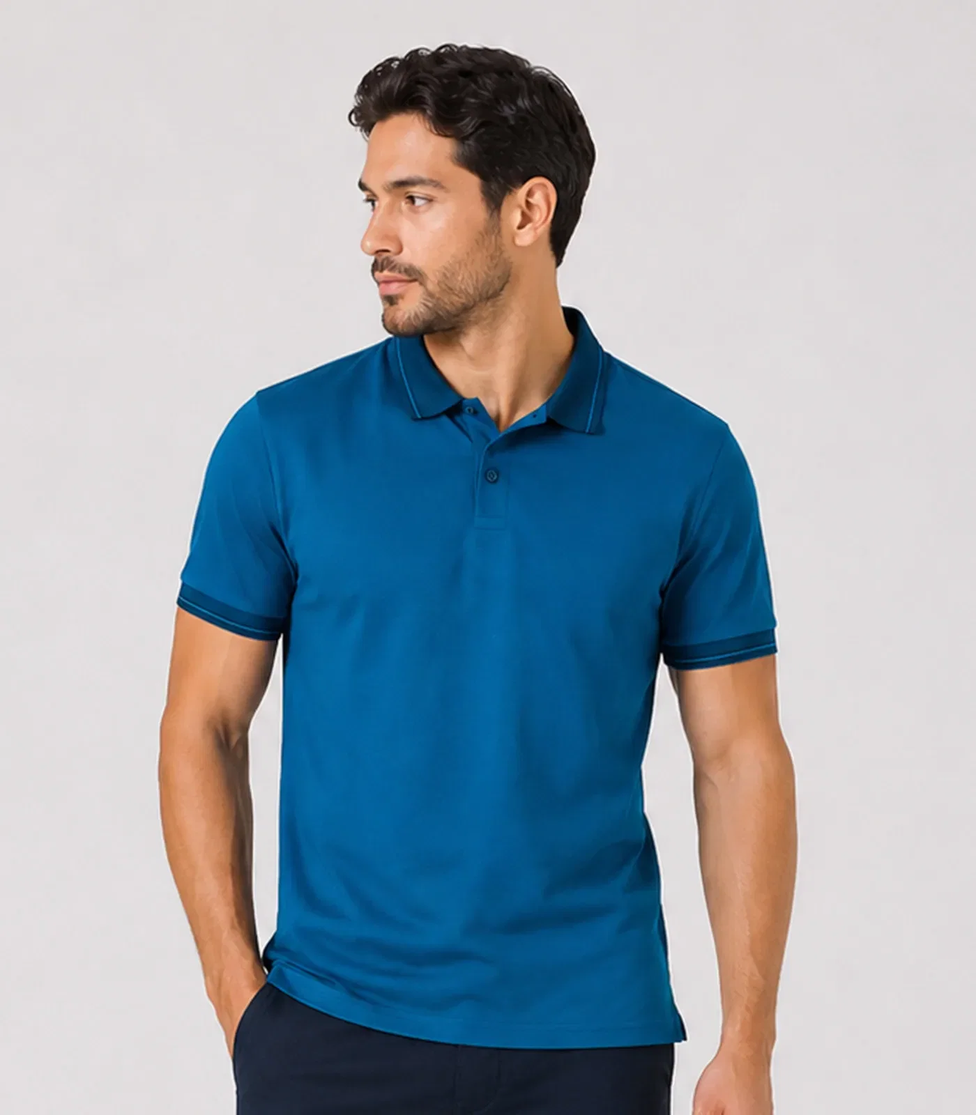 Camisa Polo Masculina Manga Curta Select Azul — imagem 1