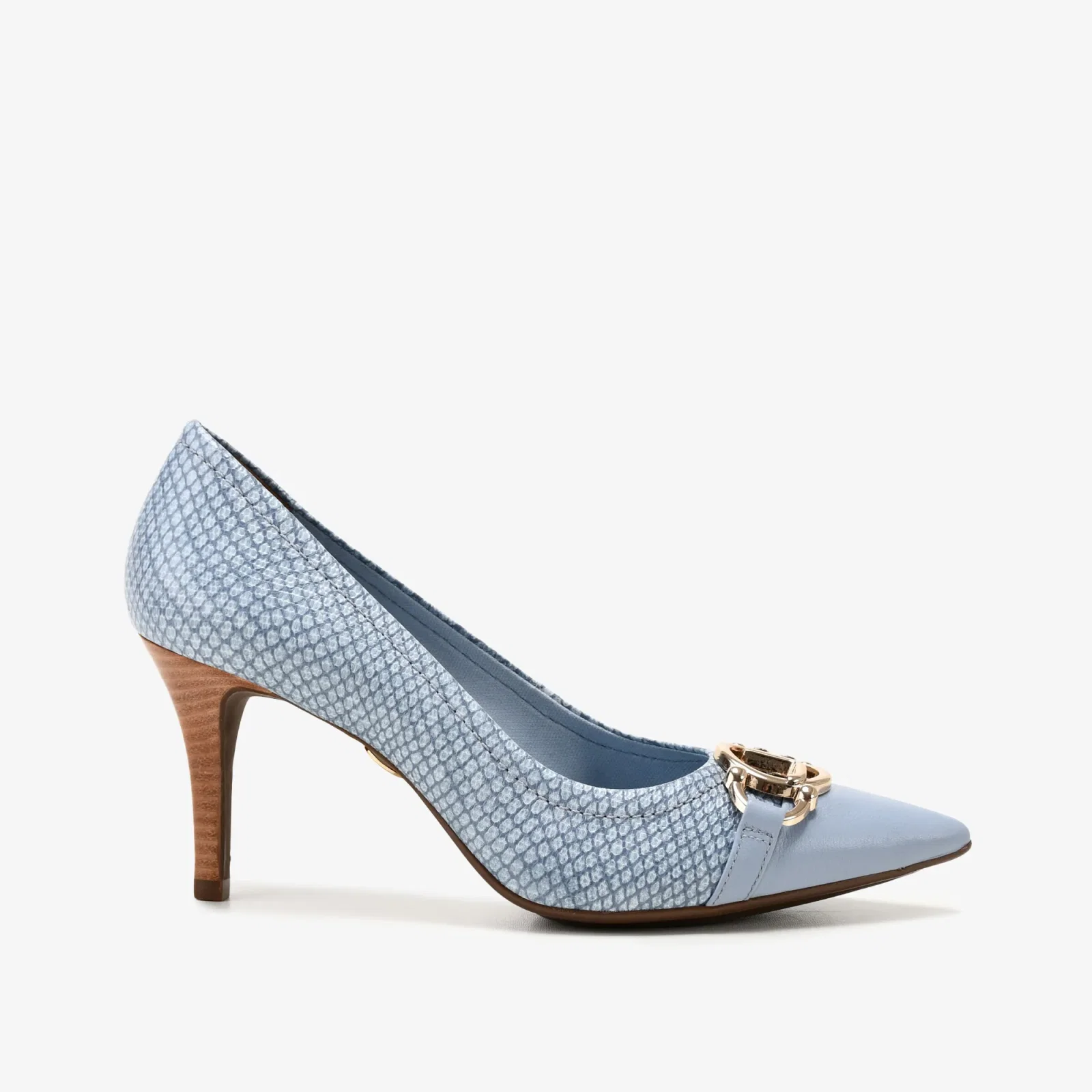 Scarpin Azul Oceano Couro Snake