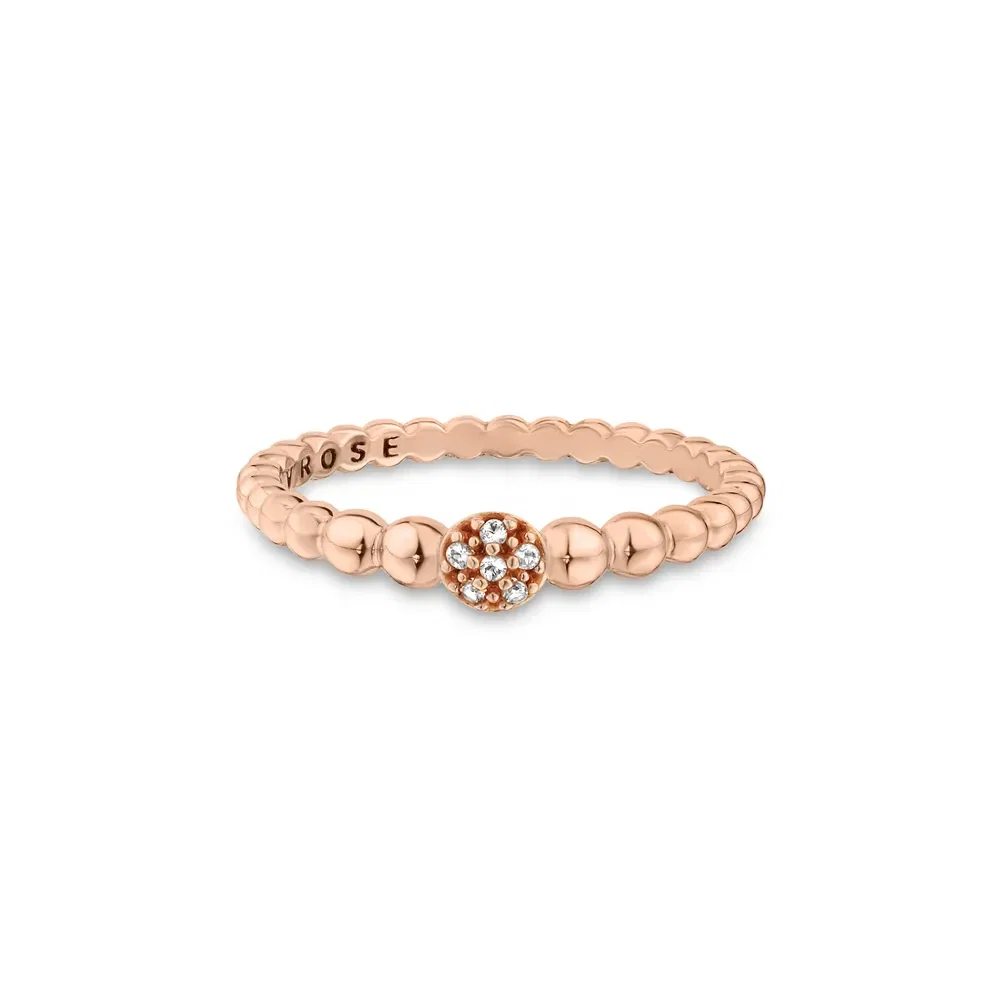 Anel Life Pink Pavê em Liga Rosé com Banho de Ouro Rosé 18k e Pedras Incolores