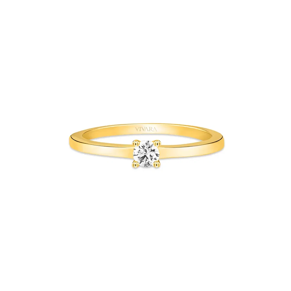 Anel Solitário Classic em Ouro Amarelo 18k com 0,11ct de Diamante — imagem 1