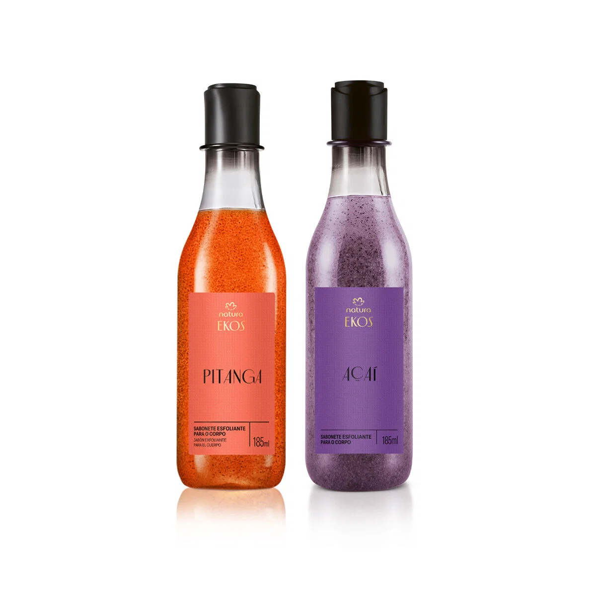 Kit Sabonete Líquido Esfoliante para o Corpo Ekos Pitanga e Açaí 2 produtos de 185 ml