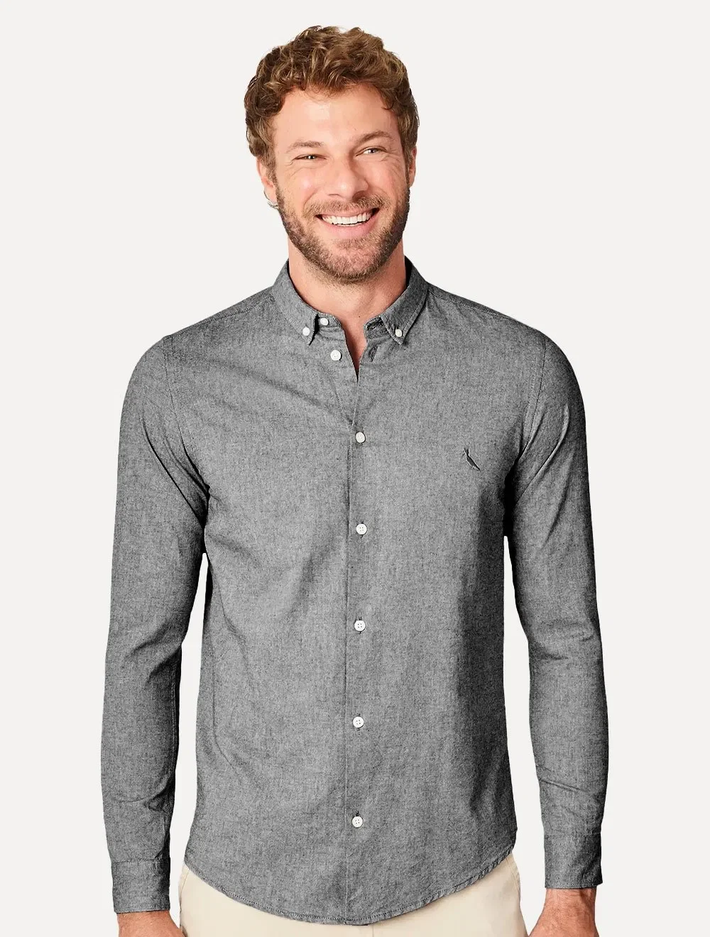 Camisa Reserva Masculina Oxford Color Icon Preto Mescla