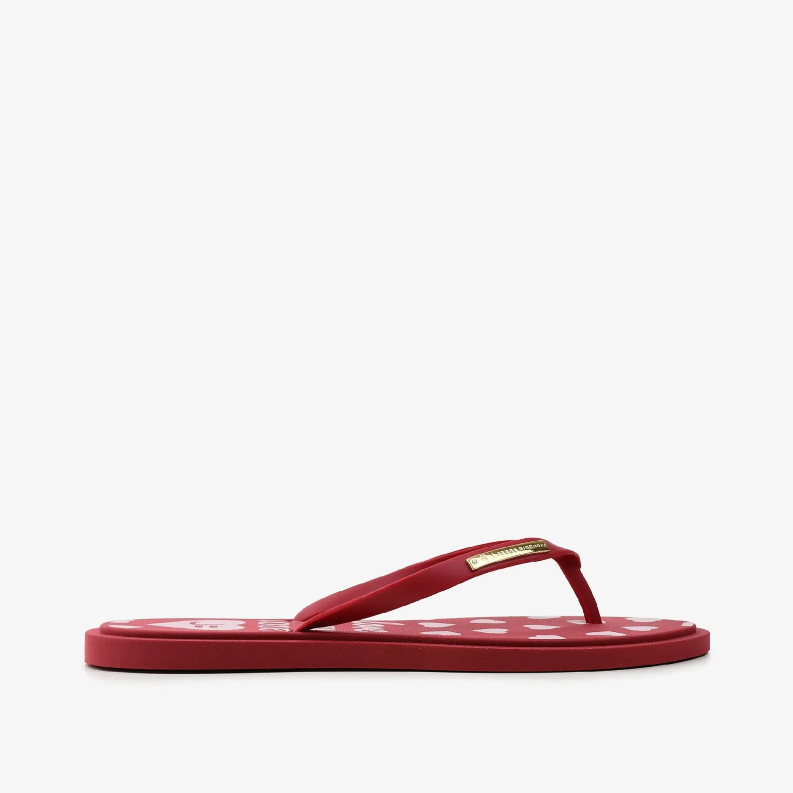 Chinelo Flat Vermelho Coração Estampado