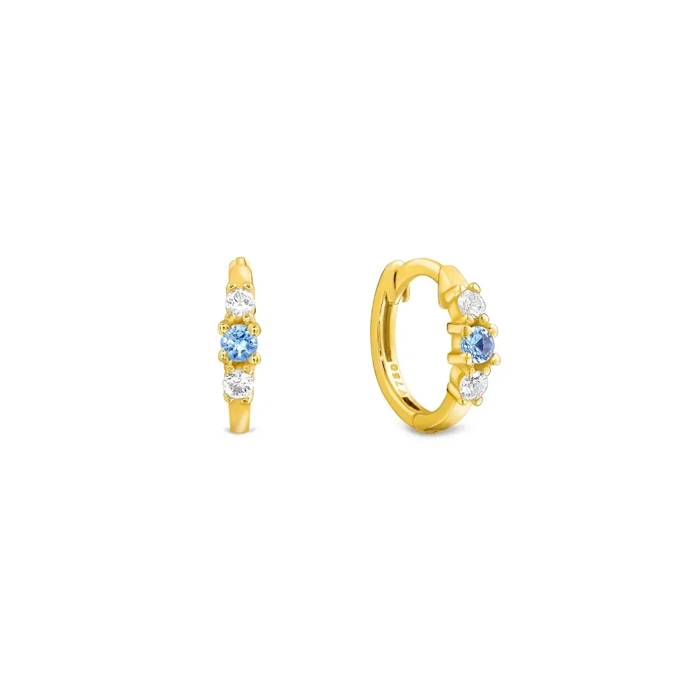 Argola Cores em Ouro Amarelo 18k com Topázio Swiss e Safiras Incolores, 12,3mm