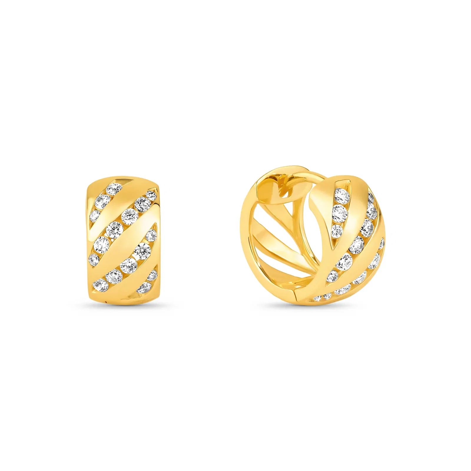 Argola Life Fusion em Prata 925 com Banho de Ouro Amarelo 18k e Pedras Incolores, 13,6mm — imagem 1