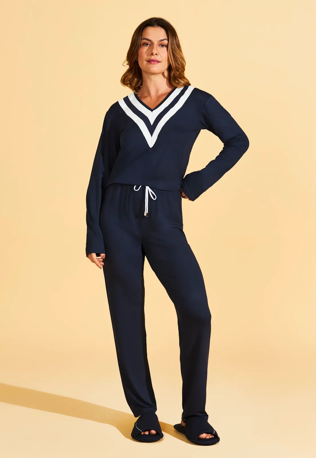 Pijama Longo de Viscose Stretch Recco — imagem 1