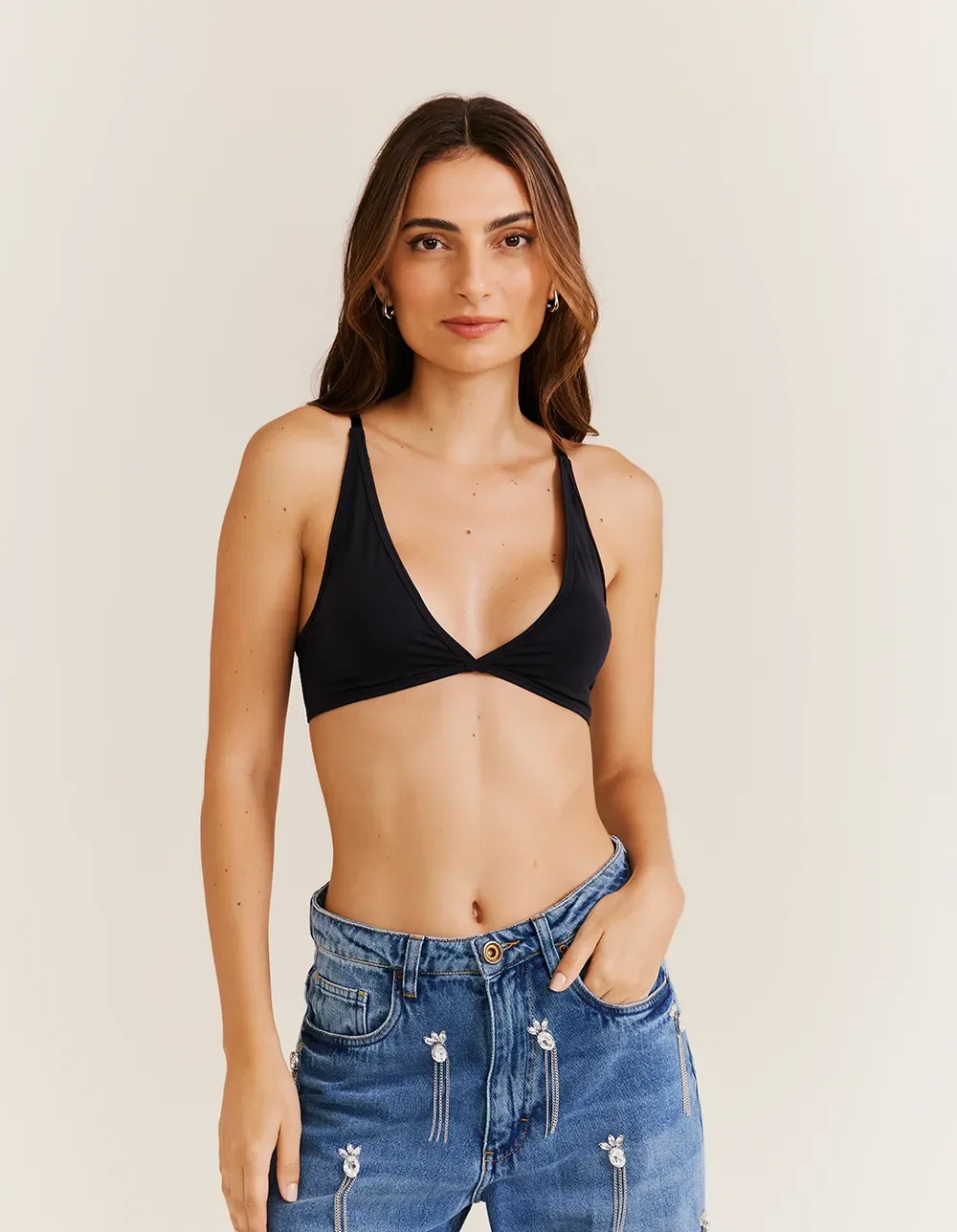 Top Decote v Lingerie - Preto — imagem 1