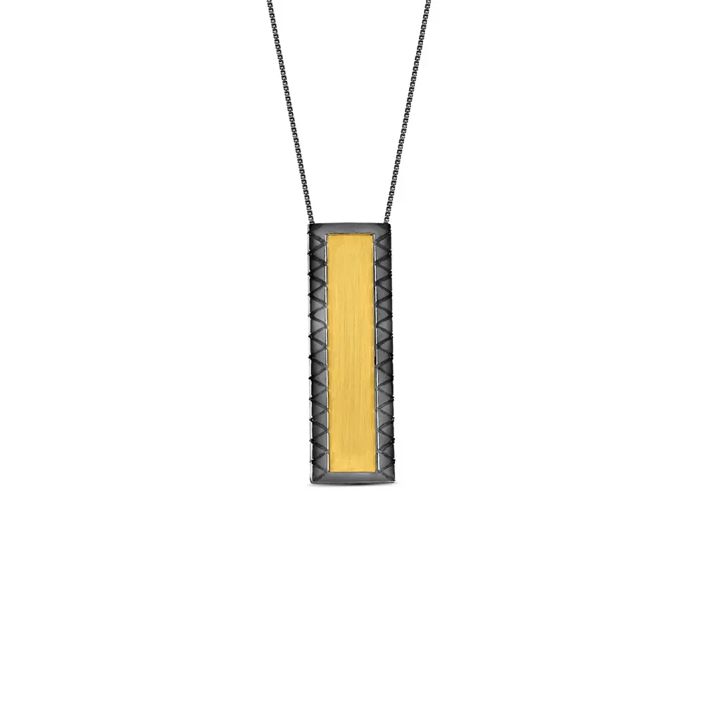 Pingente Icona Man em Prata 925 e Ouro Amarelo 18k com Ródio Negro, 22mm — imagem 1