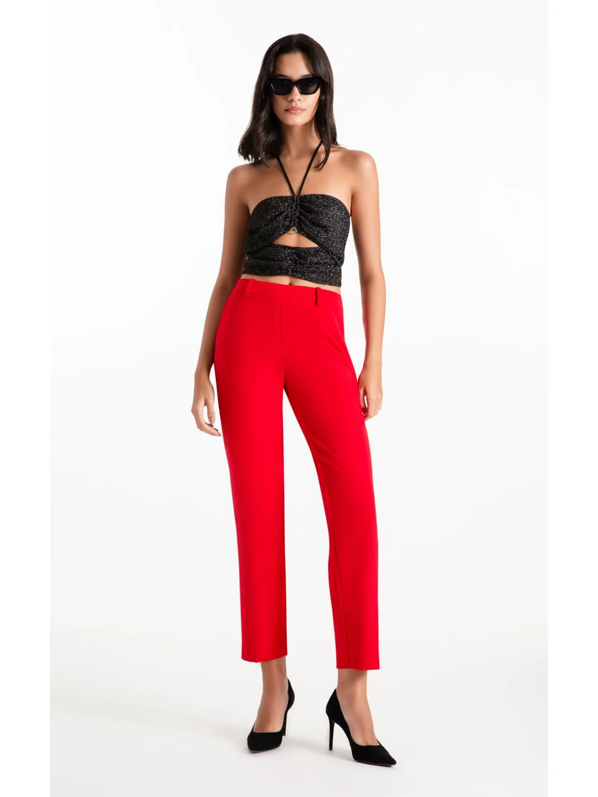Calça Scuba Crepe Trapezio Vermelho — imagem 1