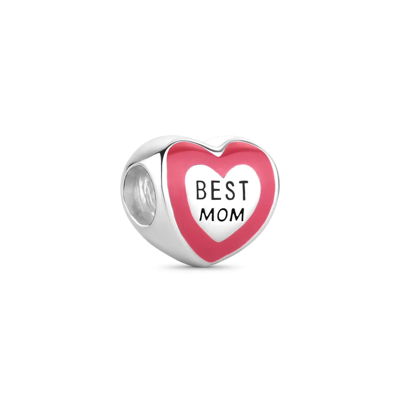 Separador Life Coração Best Mom em Prata 925 com Esmalte — imagem 1