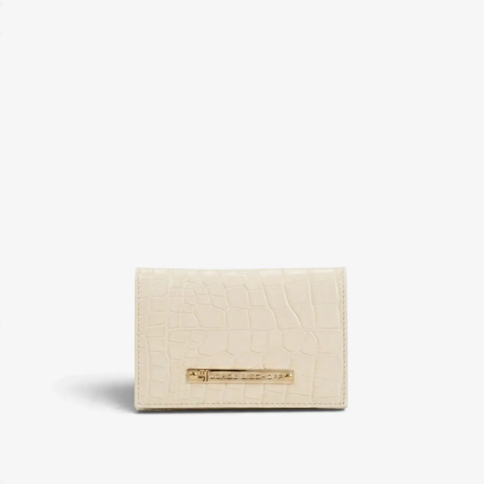 Carteira Envelope Off White Algodão Couro Croco