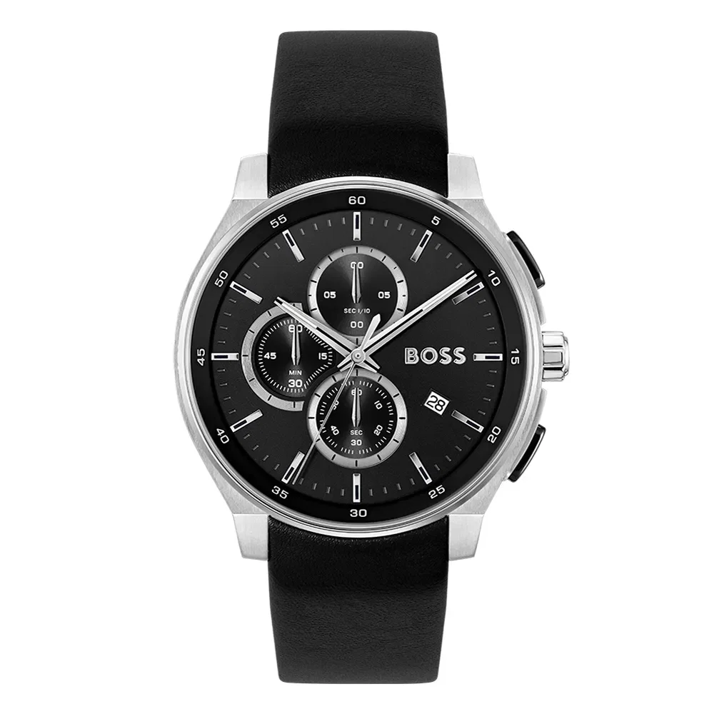 Relógio Boss Masculino Couro Preto 1514188