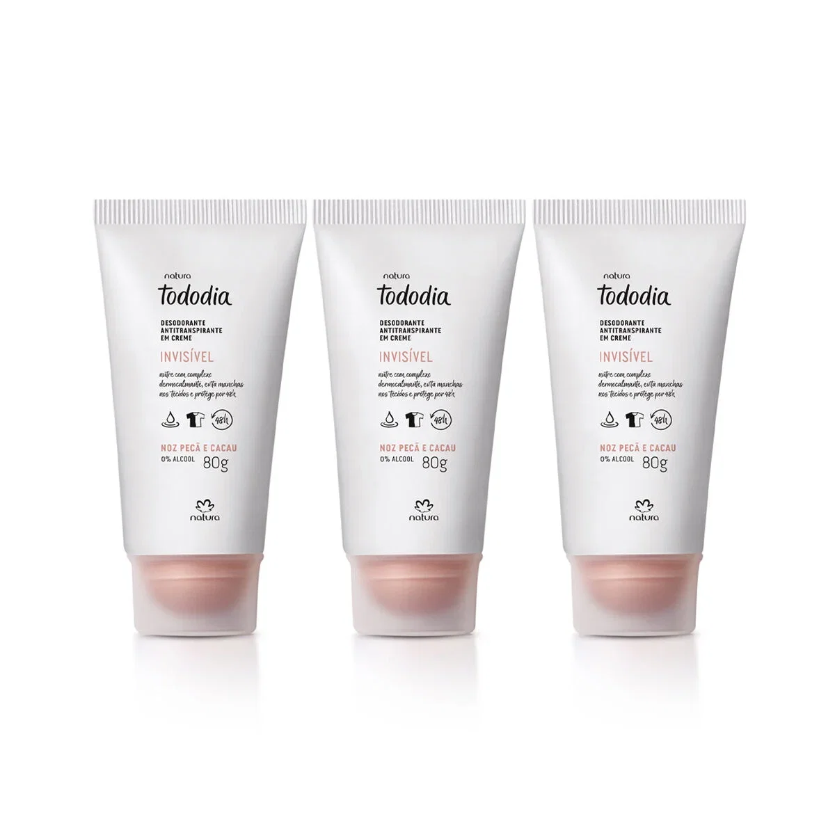 Kit Desodorante Antitranspirante em Creme Tododia Noz Pecã e Cacau 3 un de 80 g