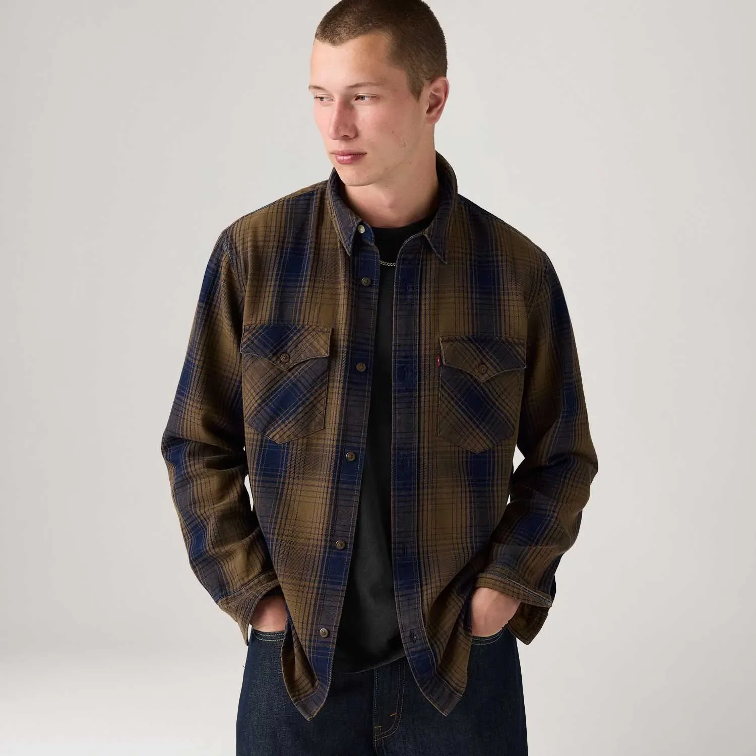 Camisa Levi's® Relaxed Western Xadrez Marrom Manga Longa — imagem 1