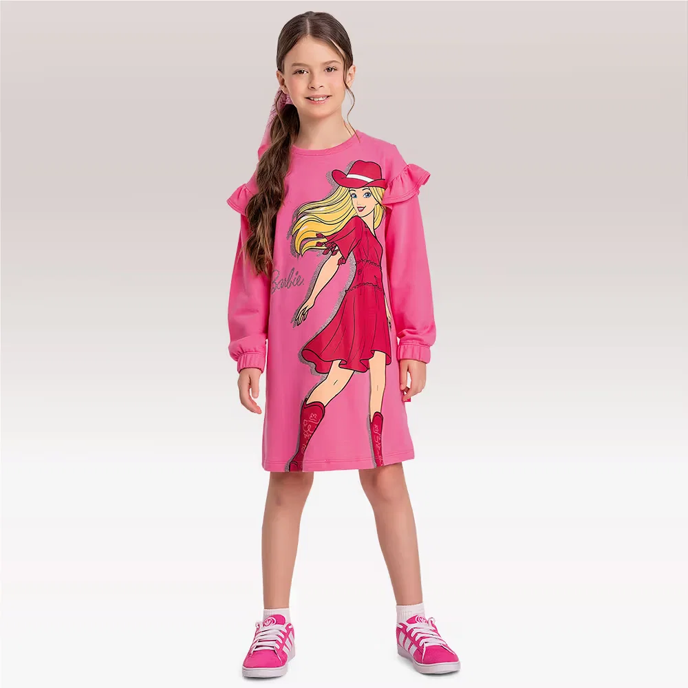 Vestido manga longa Barbie