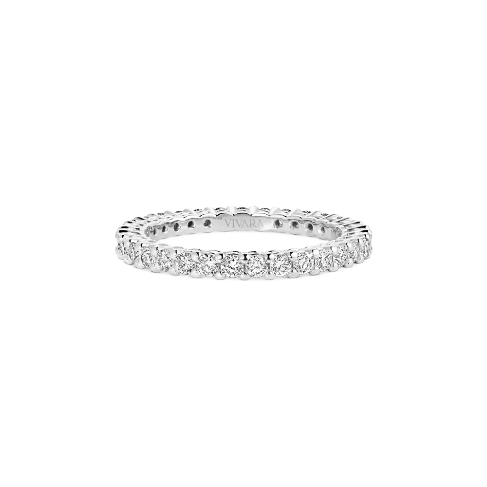 Aliança Inteira Eternity em Ouro Branco 18k com Diamantes 0,91ct, 2.7mm