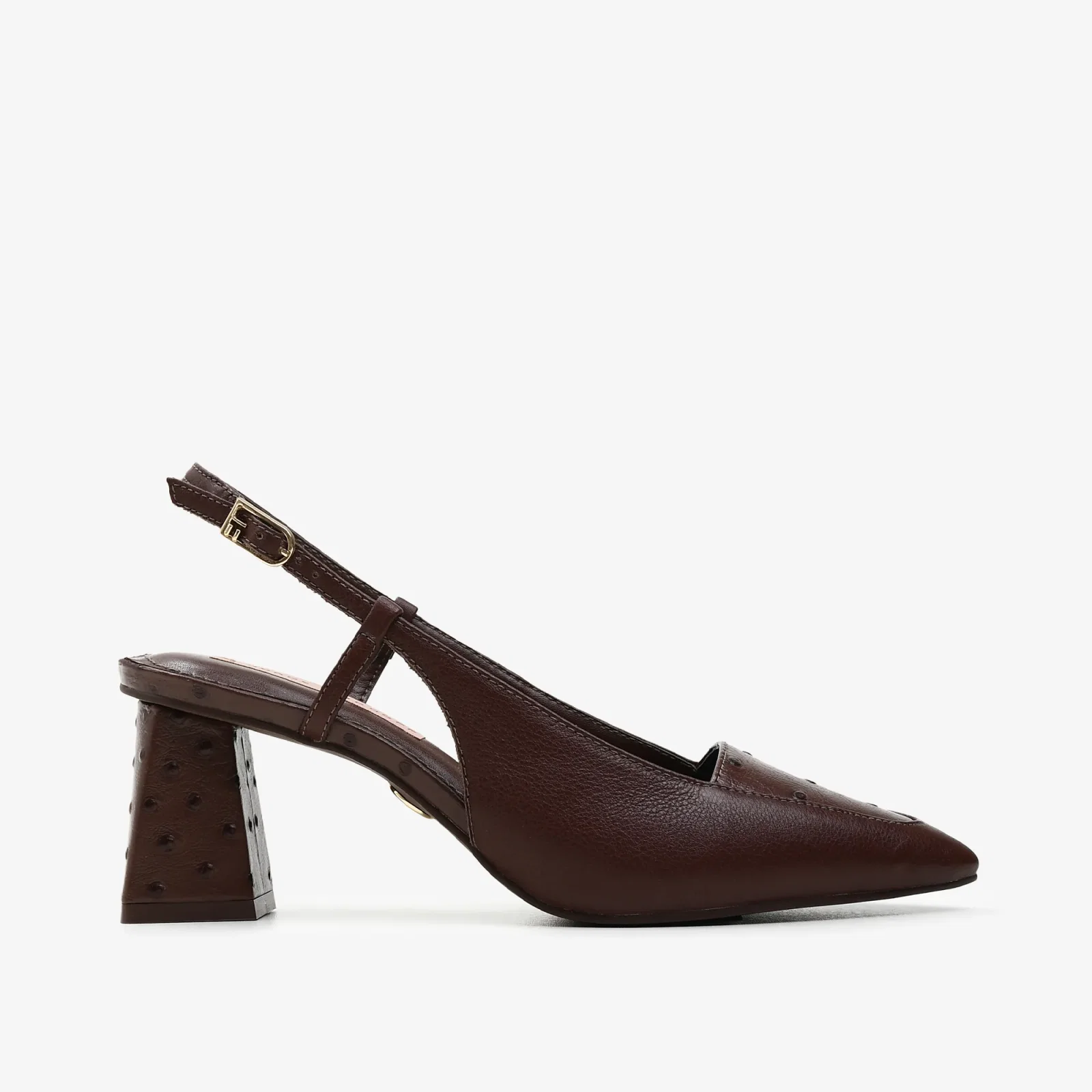 Slingback Marrom Café Couro