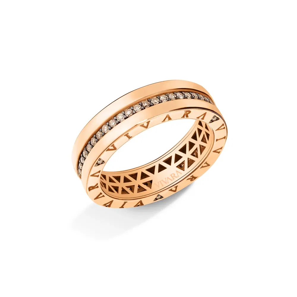 Anel V Love em Ouro Rosé 18k com Diamantes Brown — imagem 1