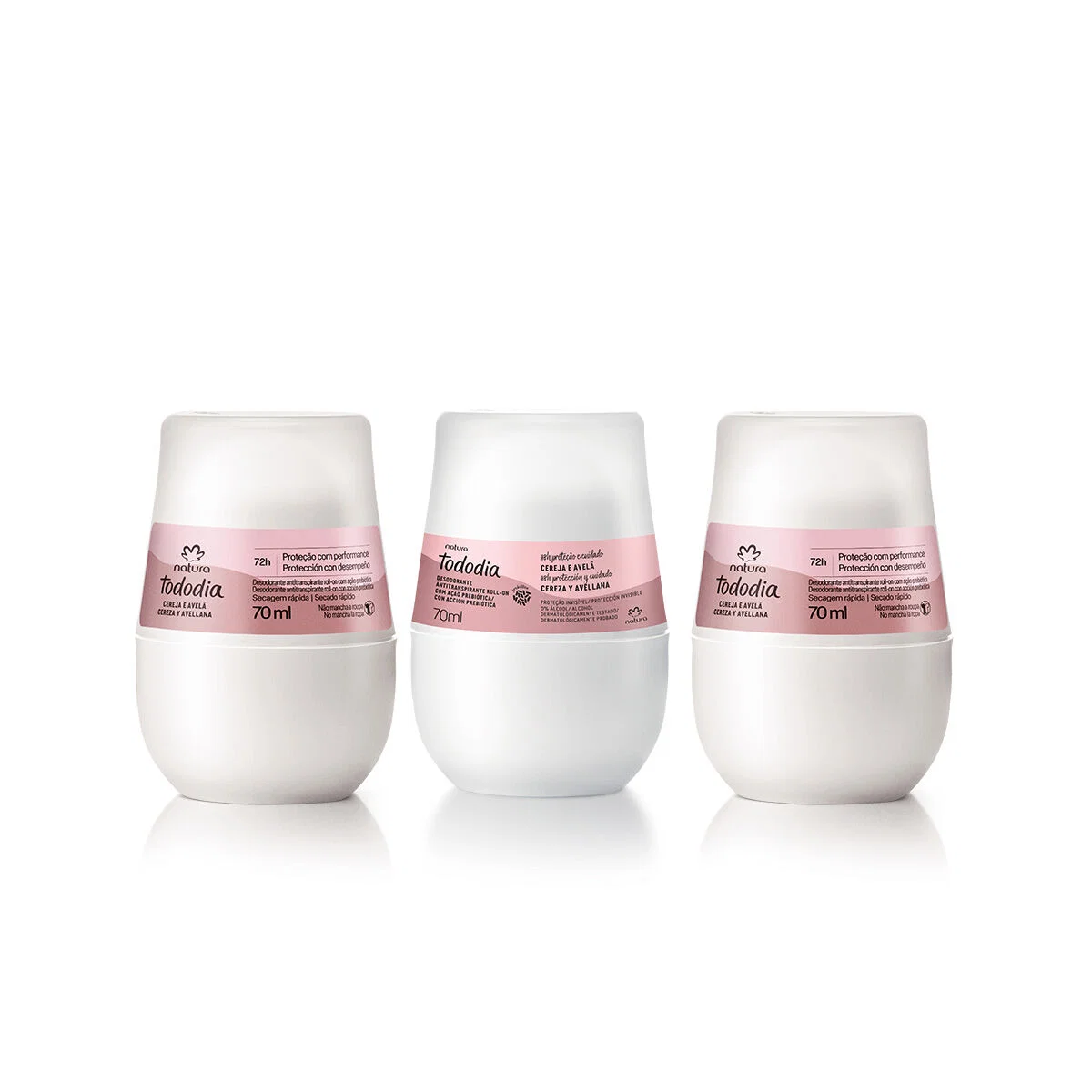 Kit Desodorante Antitranspirante Roll-on Tododia Cereja e Avelã (3 unidades)