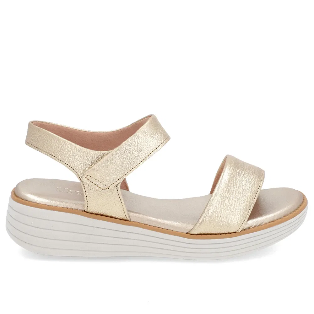 Sandália Casual Couro Dourada Sola Branca — imagem 1