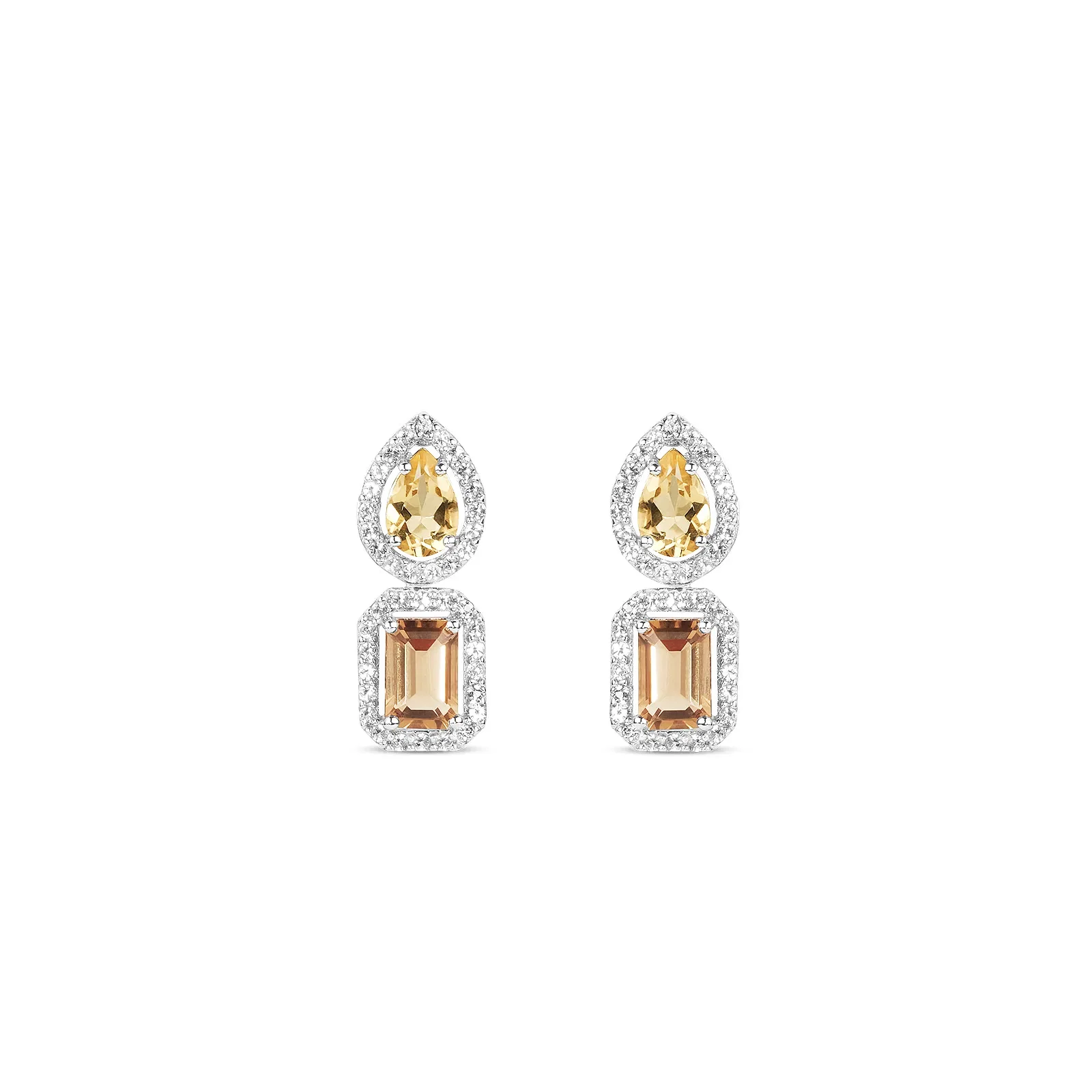 Brinco Ginger em Prata 925 com Citrino, Quartzo Fumê e Topázios Incolores — imagem 1