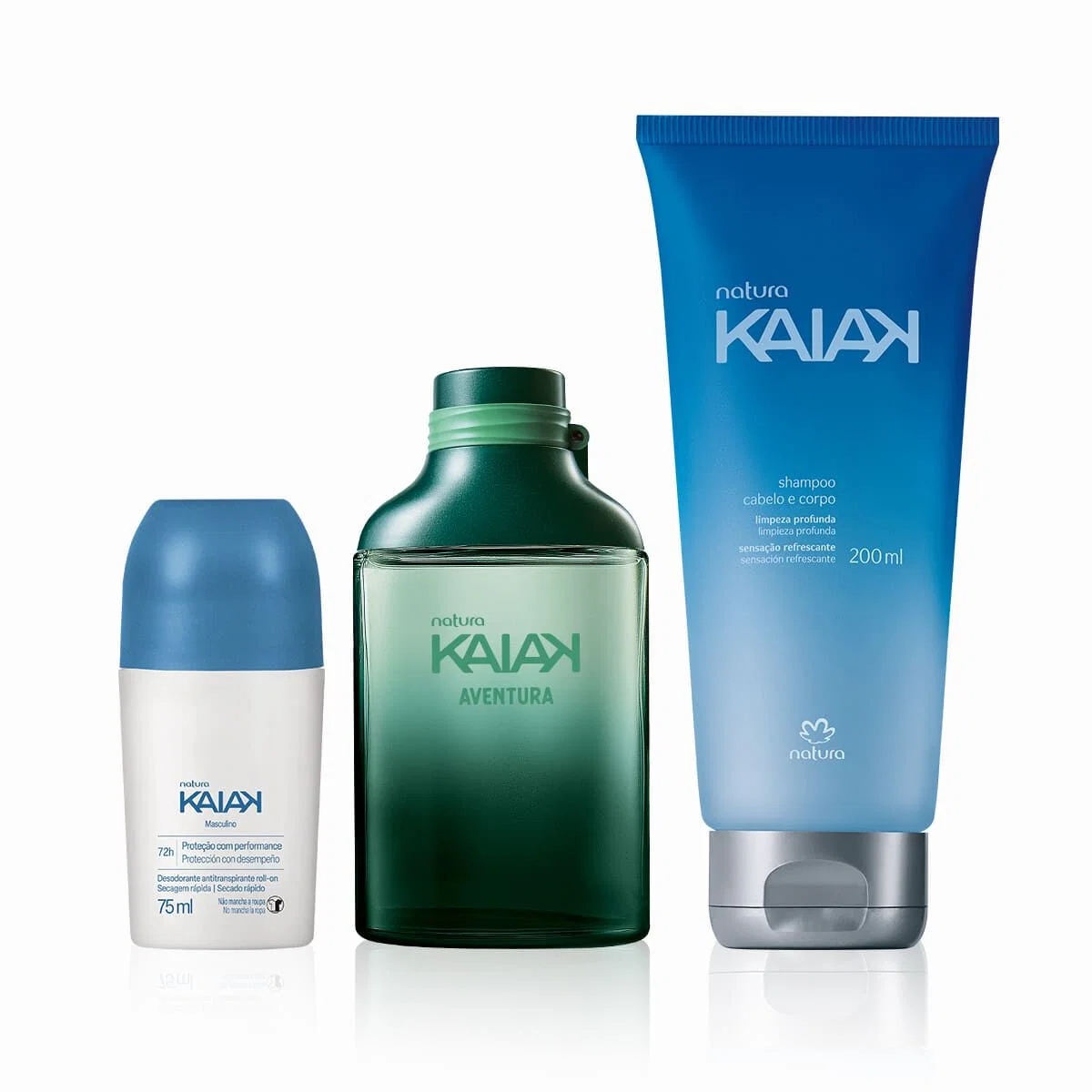 Kit Kaiak Aventura Masculino, Desodorante Roll-on e Shampoo (3 produtos)