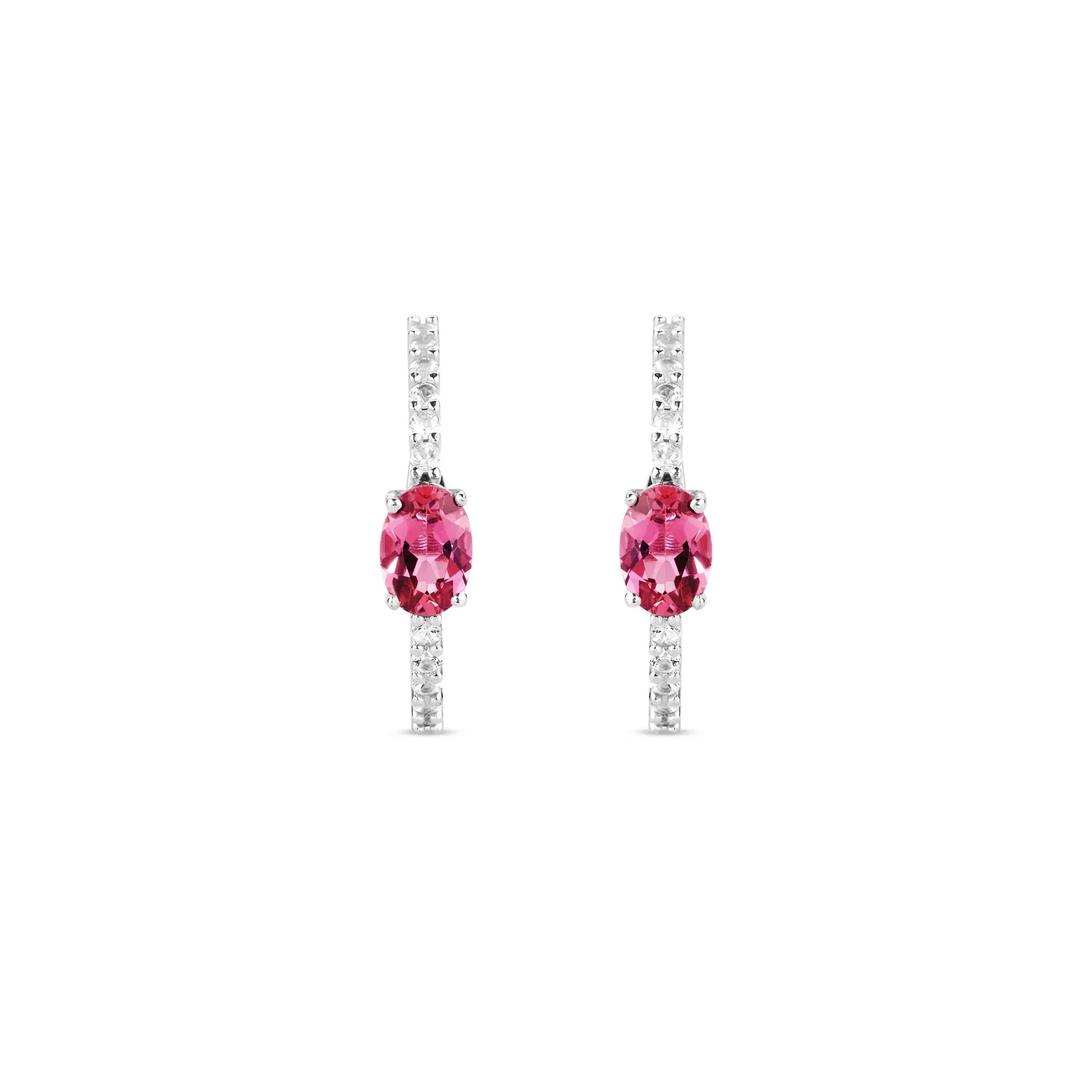 Brinco Grace em Prata 925 com Turmalina Rosa e Safiras Incolores — imagem 1
