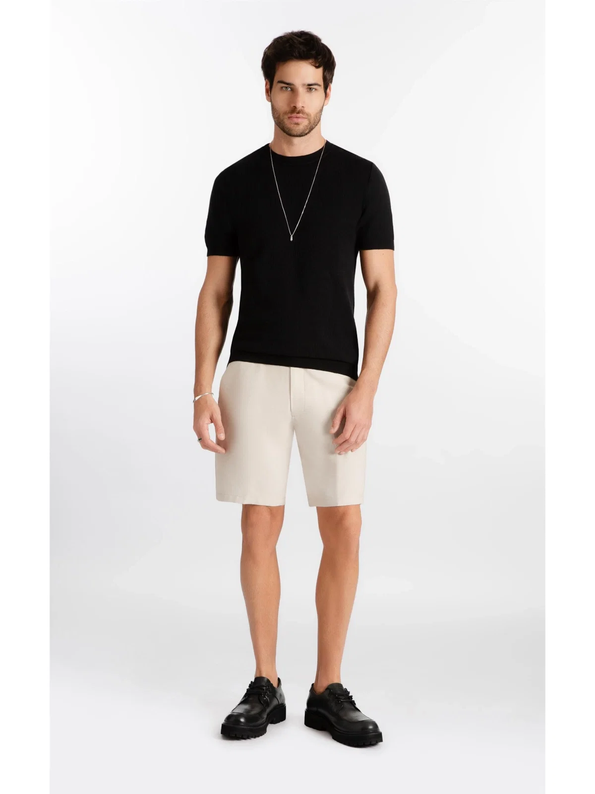 Bermuda Visco Twill Classic Areia — imagem 1