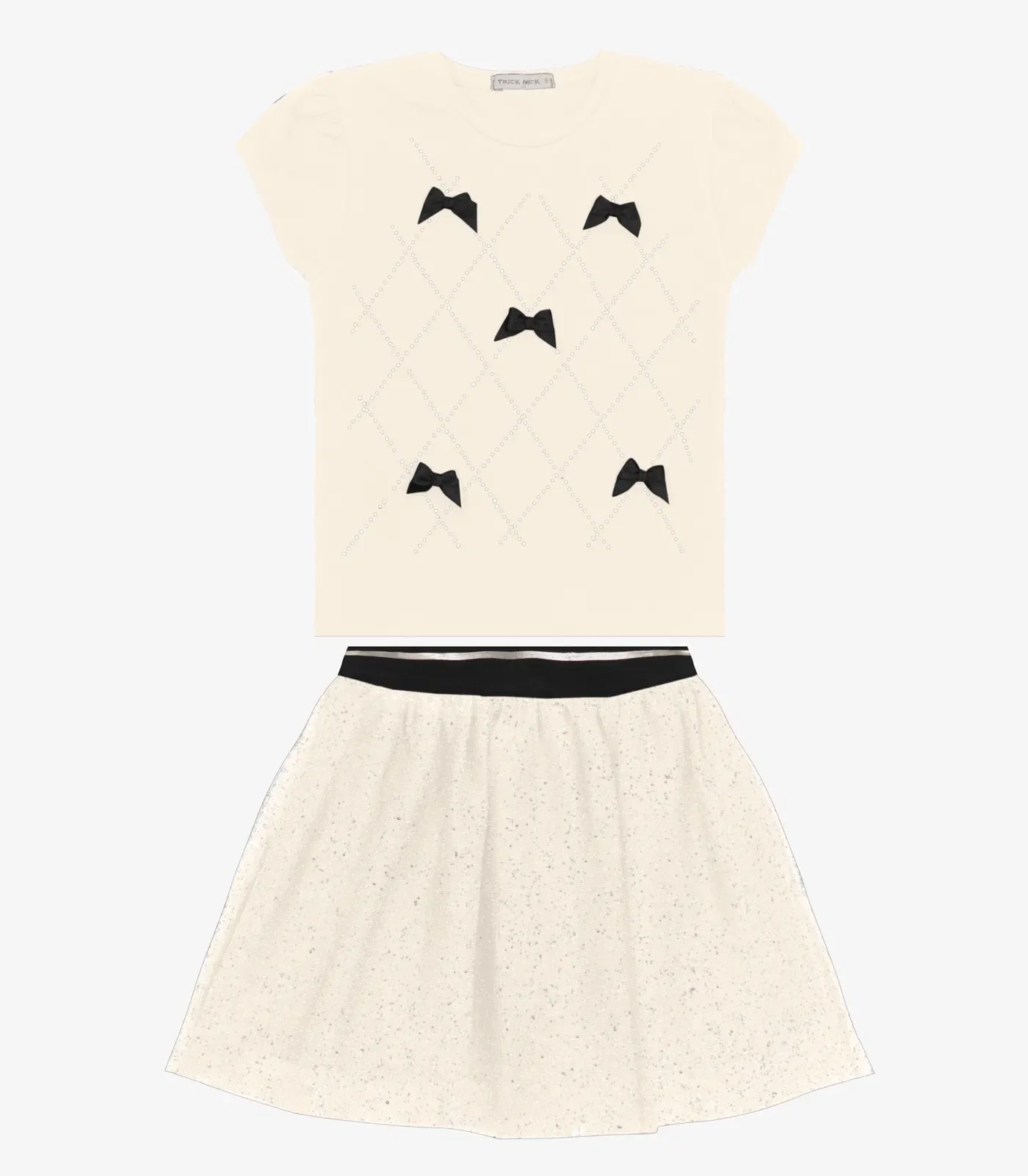 Conjunto Infantil Blusa com Saia Trick Nick Off White