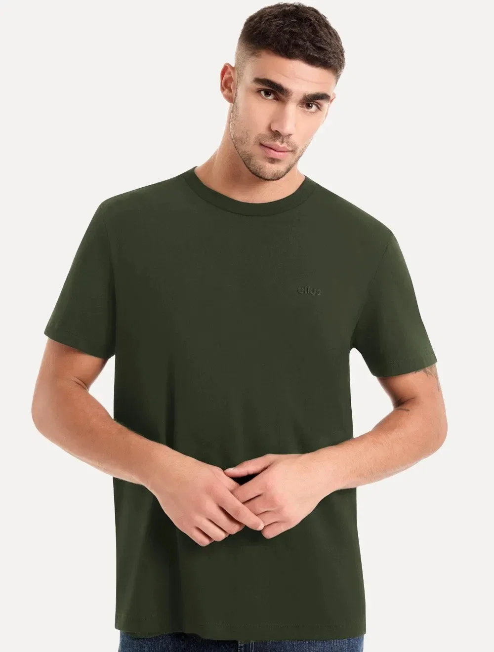 Camiseta Ellus Masculina Cotton Fine Duocolor Classic Verde Militar