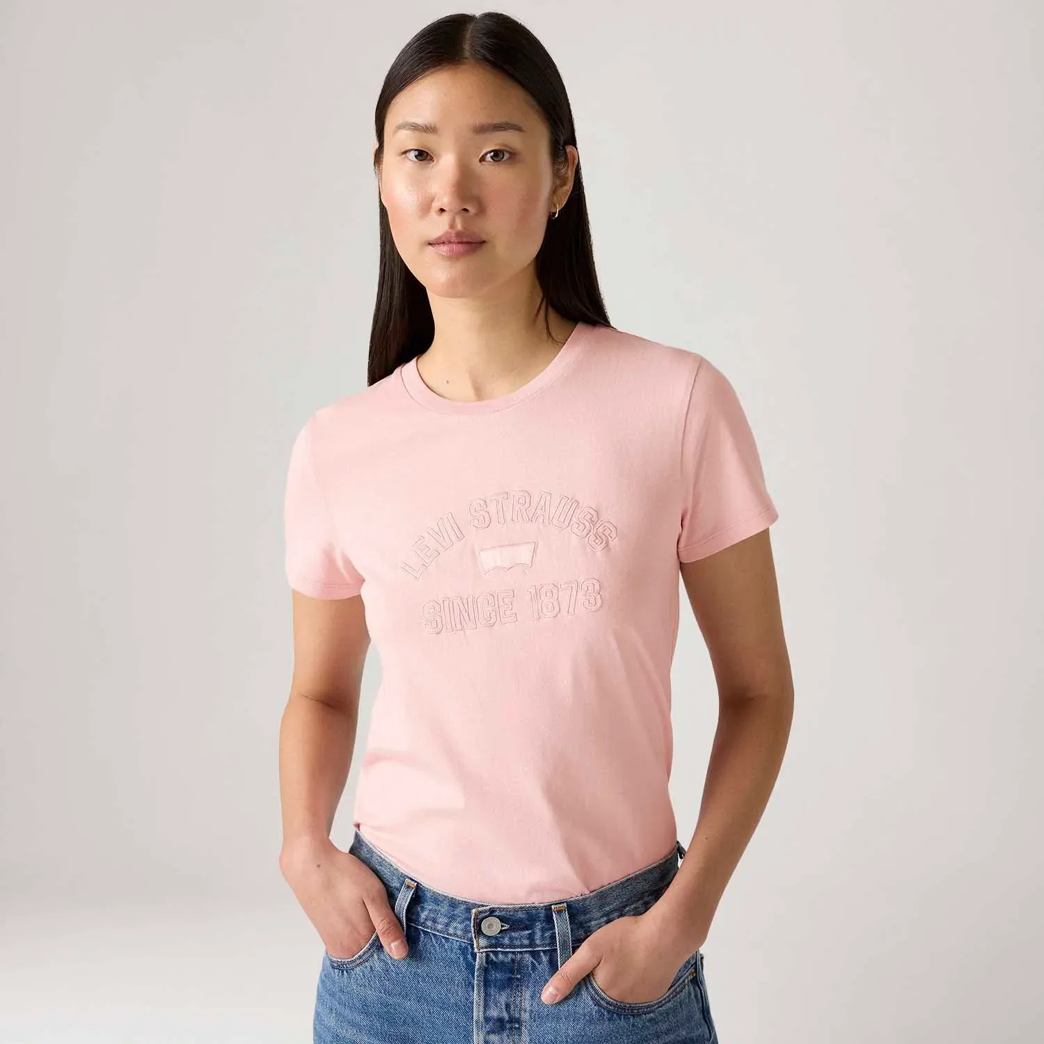 Camiseta Levi's® The Perfect Rosa Manga Curta — imagem 1