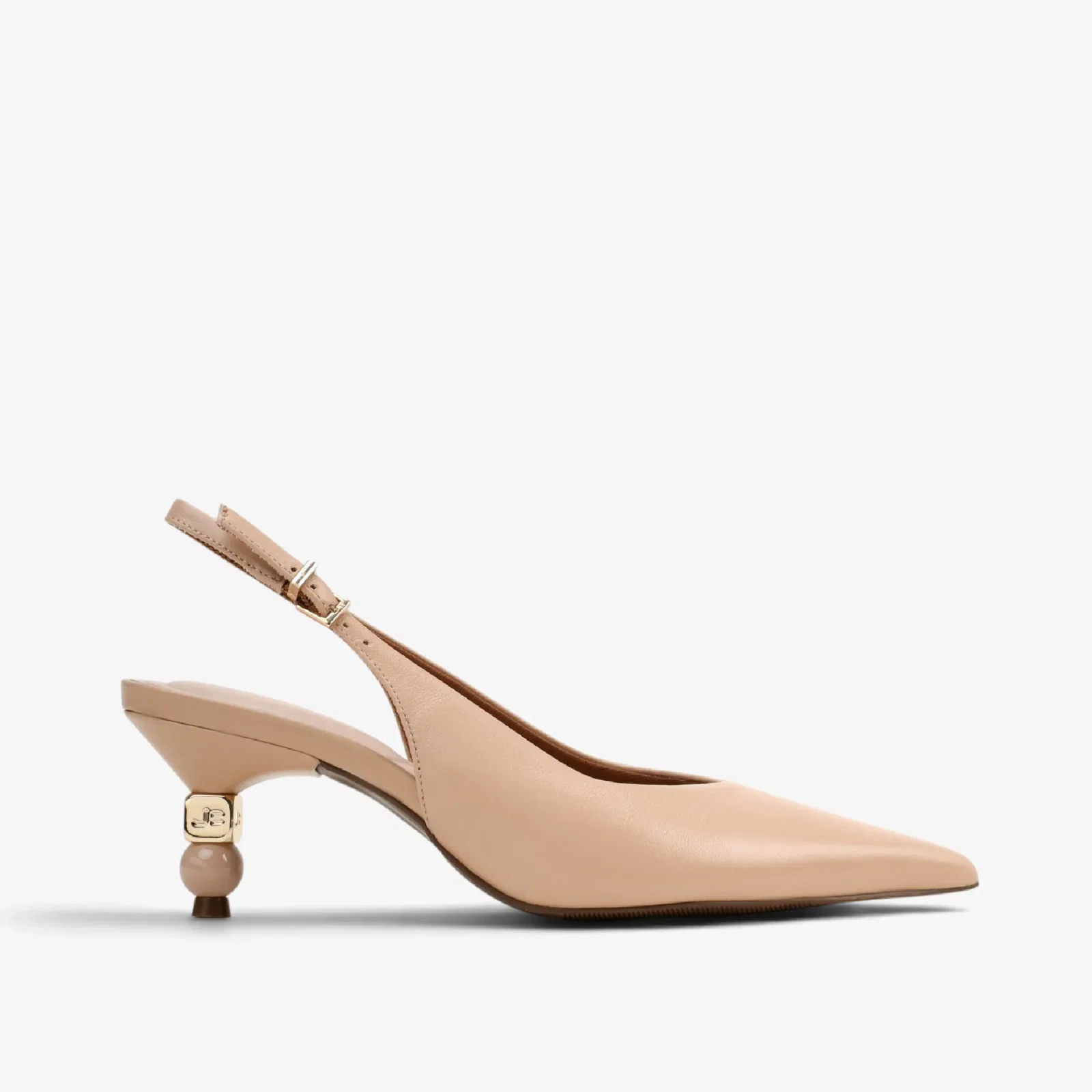 Slingback Nude Areia Couro